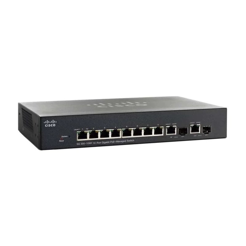 Cisco SG300-10PP 10 Port Gigabit PoE+ Managed Ethernet Switch Small Business 300 Series REF