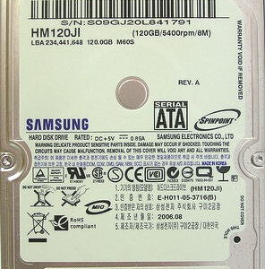 Samsung Spinpoint M60 HM120JI 120GB 5400RPM 8MB SATA-150 2.5" Laptop Hard Drive