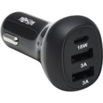 Tripp Lite by Eaton 3-Port USB Car Charger, 36W Max - USB-C PD 3.0 Up to 18W, 2 USB-A QC 3.0 Up to 36W - 12 V DC Input - 5 V DC/3 A, 9 V DC, 12 V DC Output - Black - TAA Compliance