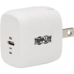 Tripp Lite by Eaton Compact 1-Port USB-C Wall Charger - GaN Technology, 20W PD3.0 Charging, White - 120 V AC, 230 V AC Input - 5 V DC/3 A, 9 V DC Output - White - TAA Compliance