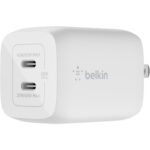 Belkin BoostCharge Pro Dual USB-C GaN Wall Charger with PPS 65W Laptop Chromebook Charging - Power Adapter - 65 W - TAA Compliance