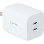 VisionTek 65W GaN II Power Adapter - 2 Port - 65 W - 120 V AC, 230 V AC Input - 5 V DC/3.25 A, 9 V DC, 12 V DC, 15 V DC, 20 V DC, 3.3 V DC, 21 V DC, 16 V DC, 5.9 V DC, 11 V DC Output - TAA Compliance
